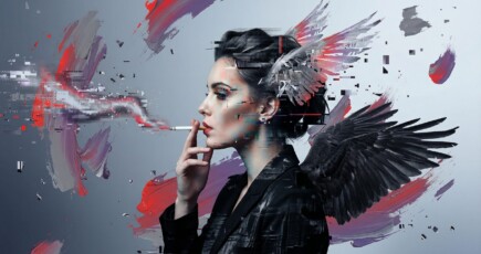 Fallen Angel Smoking – Dark Digital Art of Fragmented Identity Fallen Angel Smoking – Dark Digital Art of Fragmented Identity