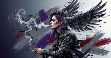 Fallen Angel Smoking – Dark Digital Art of Fragmented Identity Fallen Angel Smoking – Dark Digital Art of Fragmented Identity
