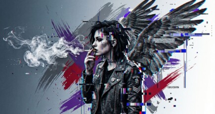 Fallen Angel Smoking – Dark Digital Art of Fragmented Identity Fallen Angel Smoking – Dark Digital Art of Fragmented Identity